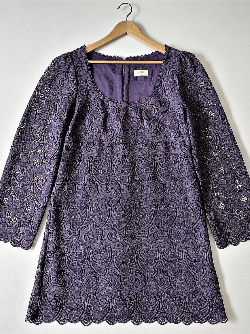 Maeve Paisley Lace Dress Mini Dress Purple US 16
